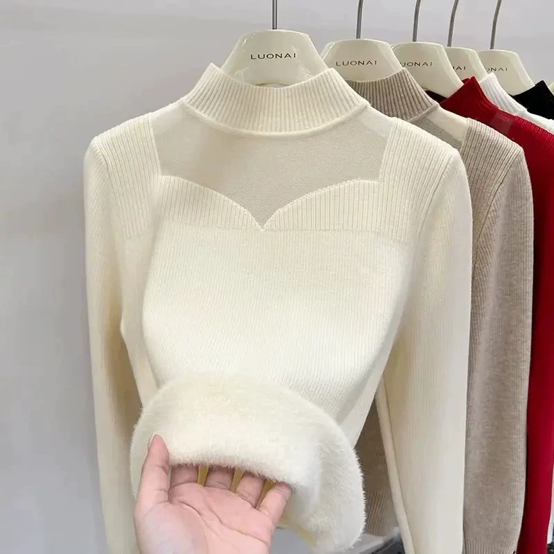 Плюшевый свитер женский утолщение зимой