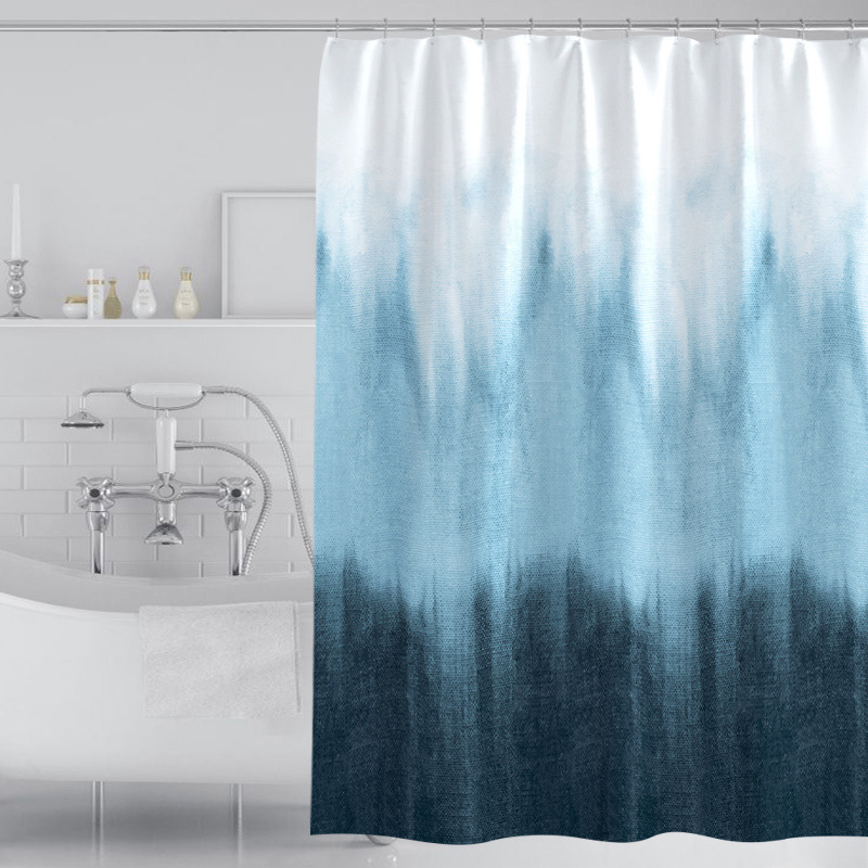 Cross-border Creative Gradient Printing Shower Curtain Waterproof Polyester Bathroom Curtain Privacy Curtain Simple Thickened Shower Curtain Fabric