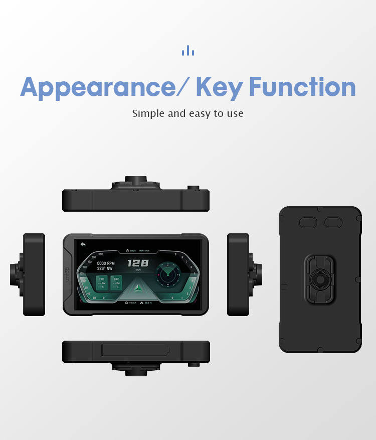 Motorcycle driving recorder HD wireless dual lens intelligent car machine 2K screen navigation carplay