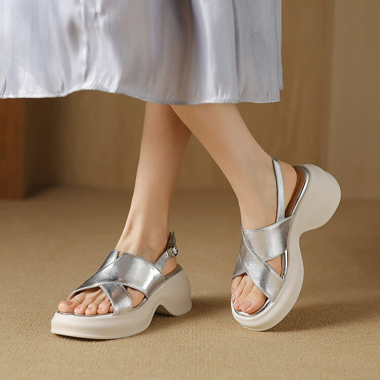 Summer sandals with a strap, genuine leather, 2024 years