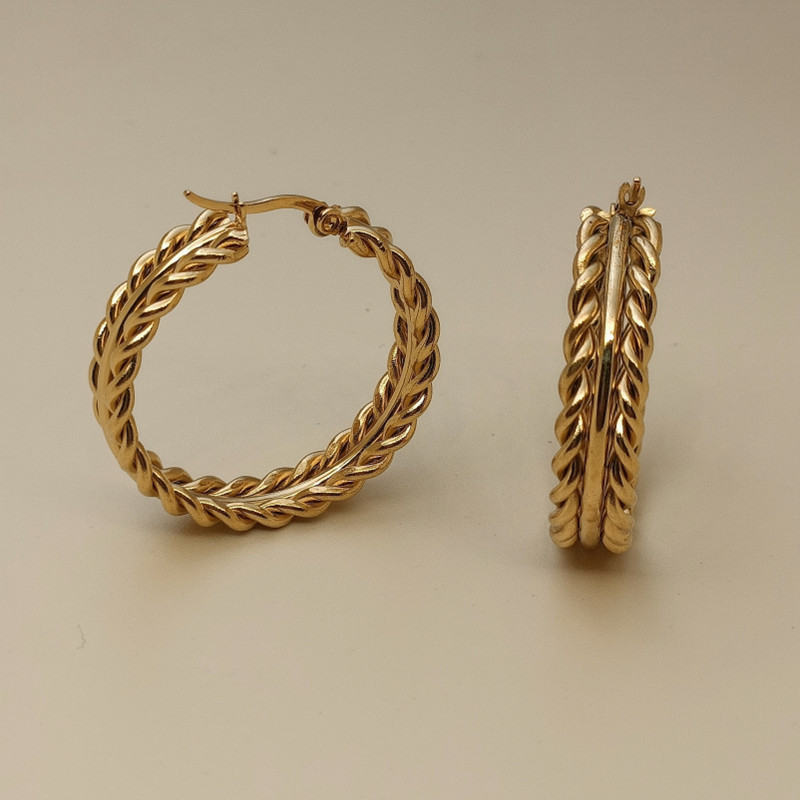 Women's Gender Plating Design 1 Pair Vintage Style Geometric Solid Color Plating Stainless Steel 18k Gold Plated Hoop Earrings