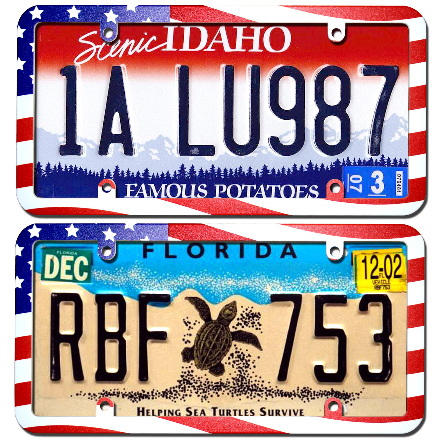 2-Pack American Flag License Plate Holder, Star and Stripe License Plate Frame, American License Plate Holder, Abs Material, Durable, Cross-Border