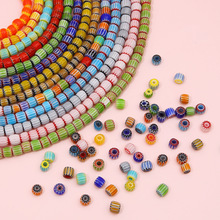 6mm琉璃千花尼泊尔南瓜珠子diy手串条纹桶珠项链配件文艺复古风
