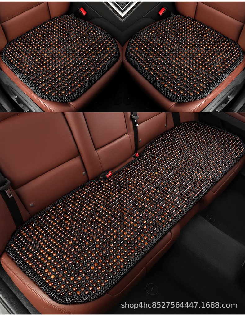 Cross-Border Car Seat Cushion with Bodhi Wood Beads, Summer Cooling Pad, Ventilated and Breathable, Hand-Woven by Manufacturer, Upgraded for Breathability