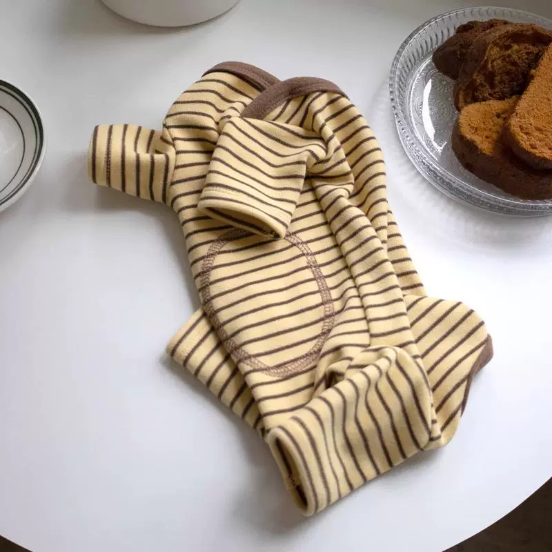 Одежда для собак на осень и зиму: теплый полосатый комбинезон с закрытым животом для маленьких собак пород Тедди, Бишон, Померанский шпиц, утолщенный