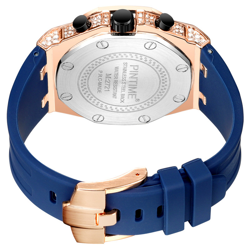 Men's Retro Personality Large Dial Chronograph Quartz Watch Diamond Encrusted Luminous Non-Mechanical_voghion.com