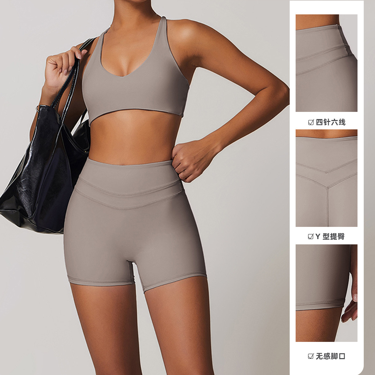 Pantalones de yoga apretados desnudos europeos y estadounidenses elásticos de cintura alta mel mel mel melonía hip lifting casual running fitness pantalones cortos deportivos mujeres