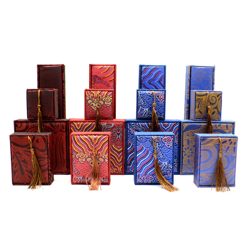 Tassel Brocade Jewelry Box Chinese Style Jewelry Literary Play Jewelry Box Jade Bracelet Box Buddha Beads Literary Play Jade Box