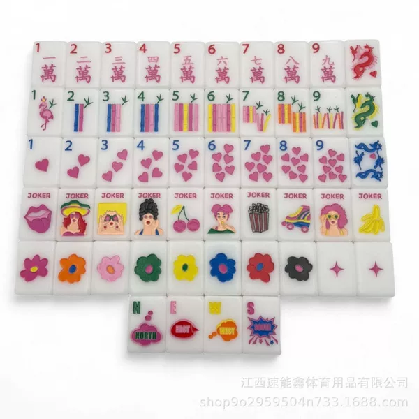American Pop Art Style Mahjong Tiles with Sweet Girl Motifs, a Must-Have Set for European and American Parties