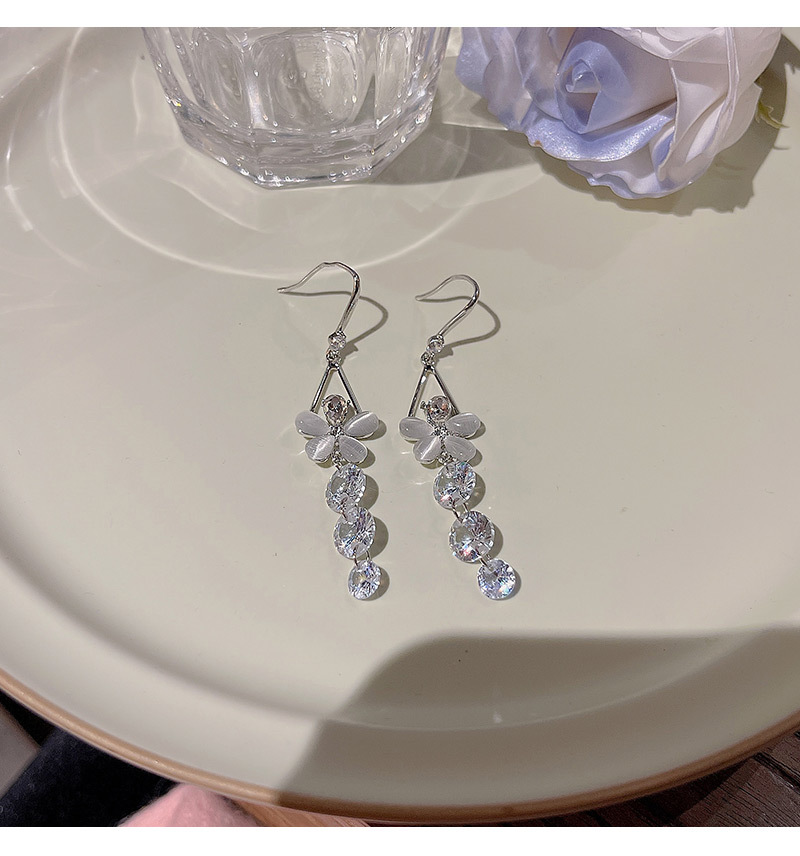 Fashion Flower Copper Plating Zircon Drop Earrings 1 Pair