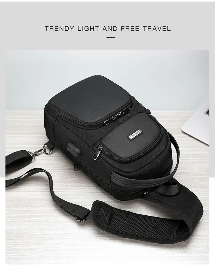 New single-shoulder crossbody bag, men's casual travel bag, simple chest bag, multi-functional waterproof password lock, anti-theft small backpack undefined