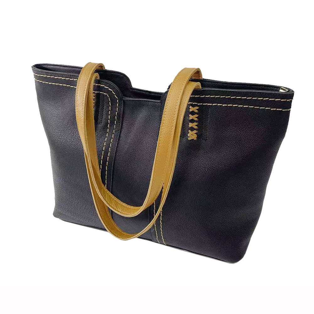 Sac cabas en cuir véritable pour femme, grande capacité, idéal pour les trajets quotidiens, les courses ou comme sacoche._voghion.com