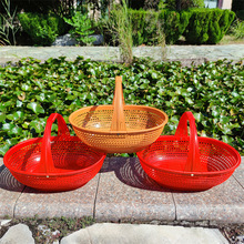 新款提菜篮家用买菜摘菜摘水果篮加厚仿手工编织购物手提塑料篮子