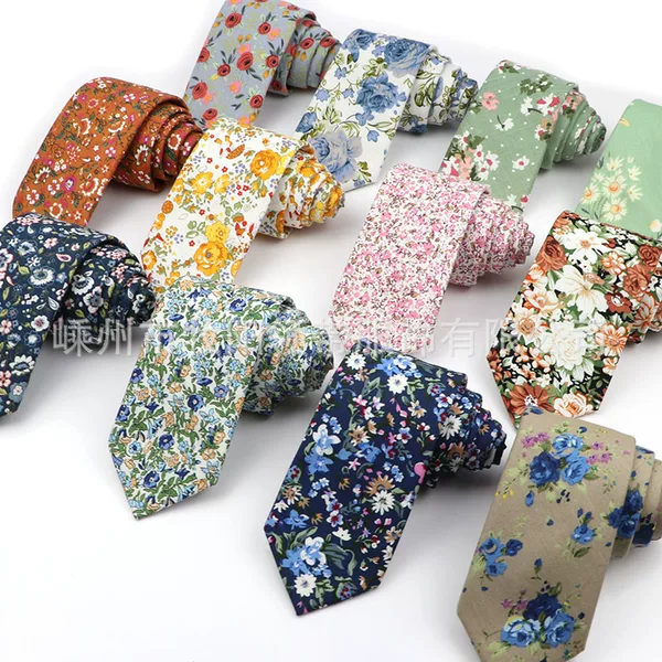 Fashion Cotton Printed Men's Tie Wholesale in Stock Men's 7cm Floral Tie