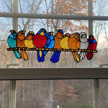 春鳥彩繪玻璃窗貼透明膜居家工藝品自沾玻璃貼飾品室內裝飾跨境