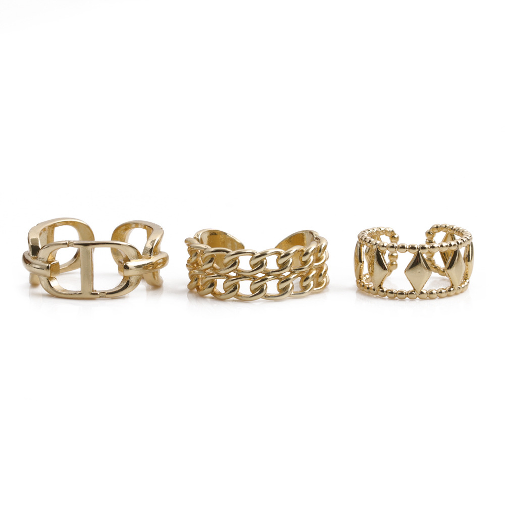 Wholesale Fashion Hollow Rhombus Beads Ring display picture 24