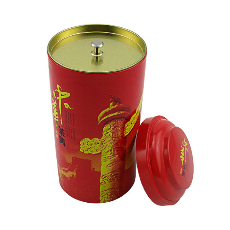圆形密封盖茶叶包装盒 密气茶叶铁盒 含内盖茶叶罐 拱盖茶叶铁盒
