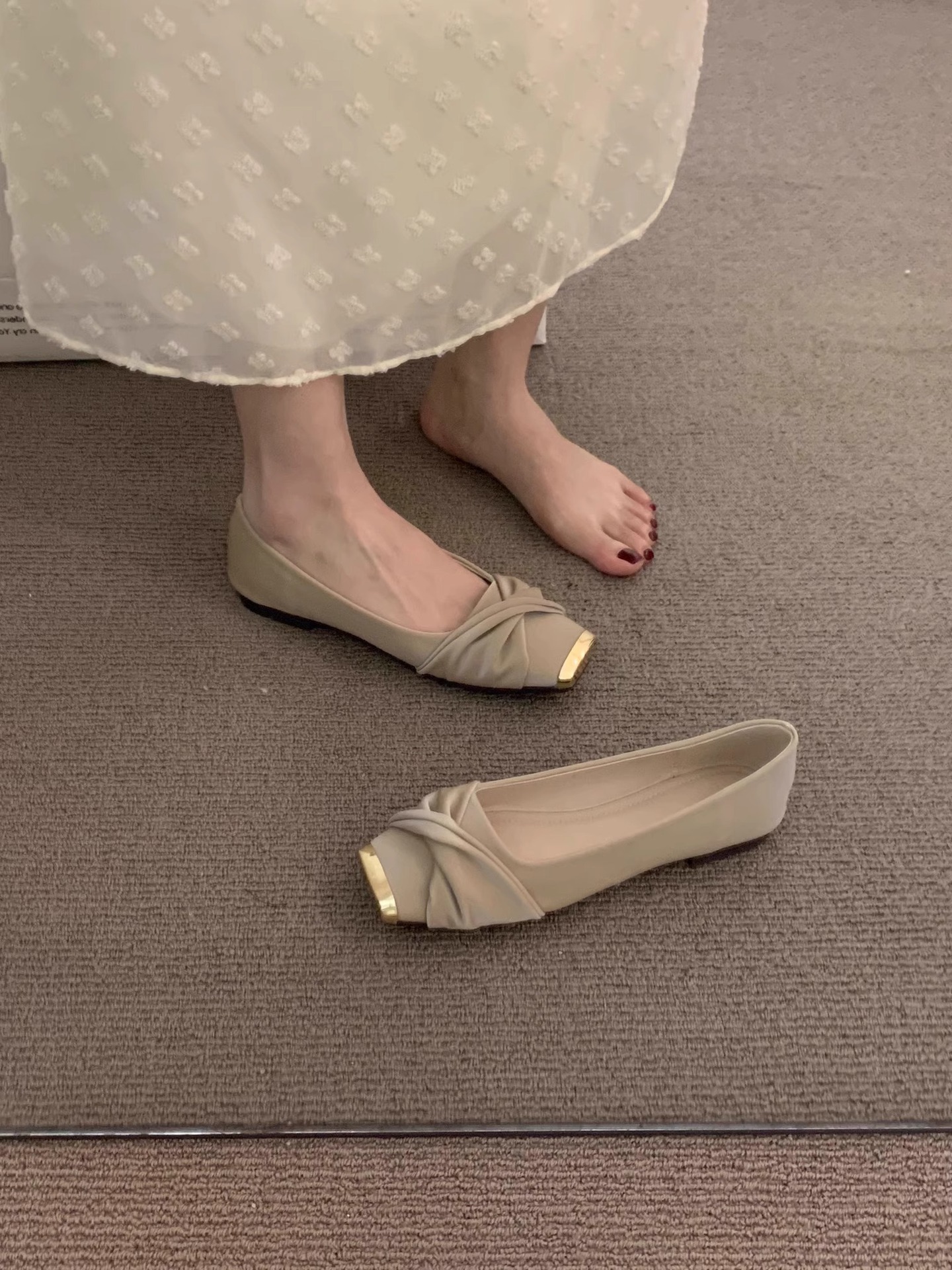 Flat Elegant Gentle High-End Commuter Shoes For Women 2025 New Spring French Square Toe Mary Jane Loafers_vogvips.com