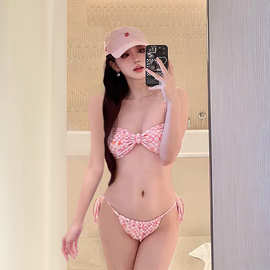 速卖通跨境欧美性感女神复古碎花三件套比基尼Bikini游泳衣女泳装
