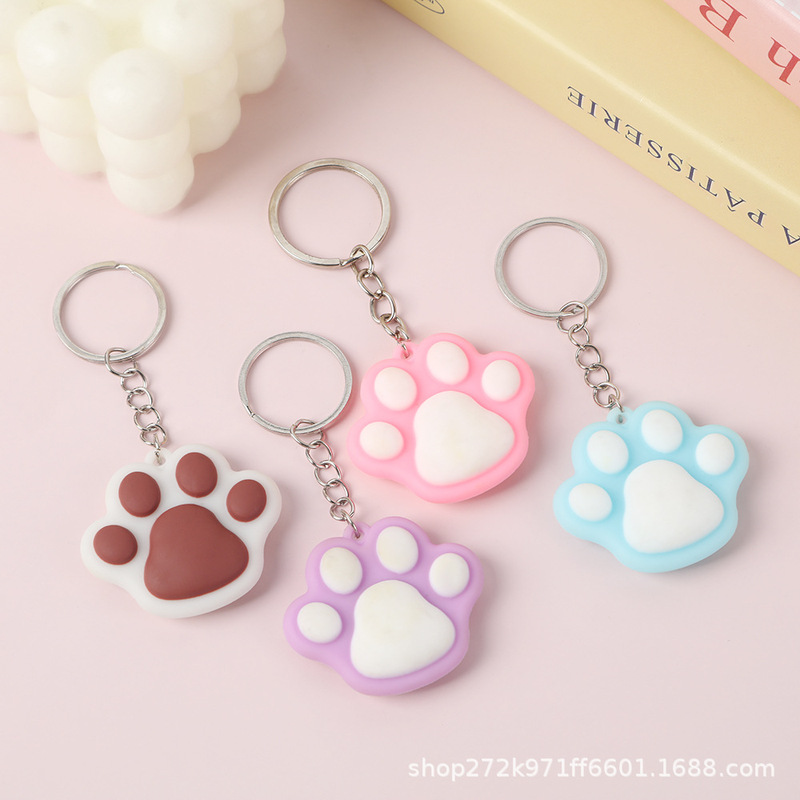 Cartoon creative cat claw keychain car pendant girl cute schoolbag exquisite soft glue pendant small gift wholesale