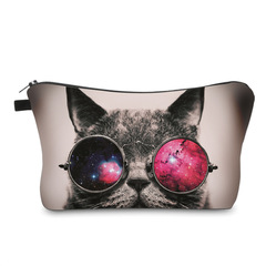 亞馬遜新品3D數碼印花貓咪化妝包旅行便攜收納洗漱包防水化妝袋