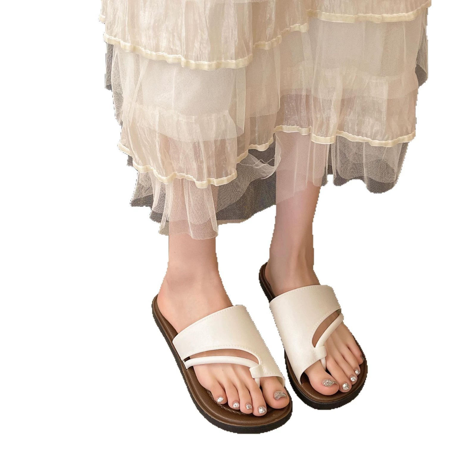 Slippers, footwear, slide, beach sandals, French retro style, soft sole