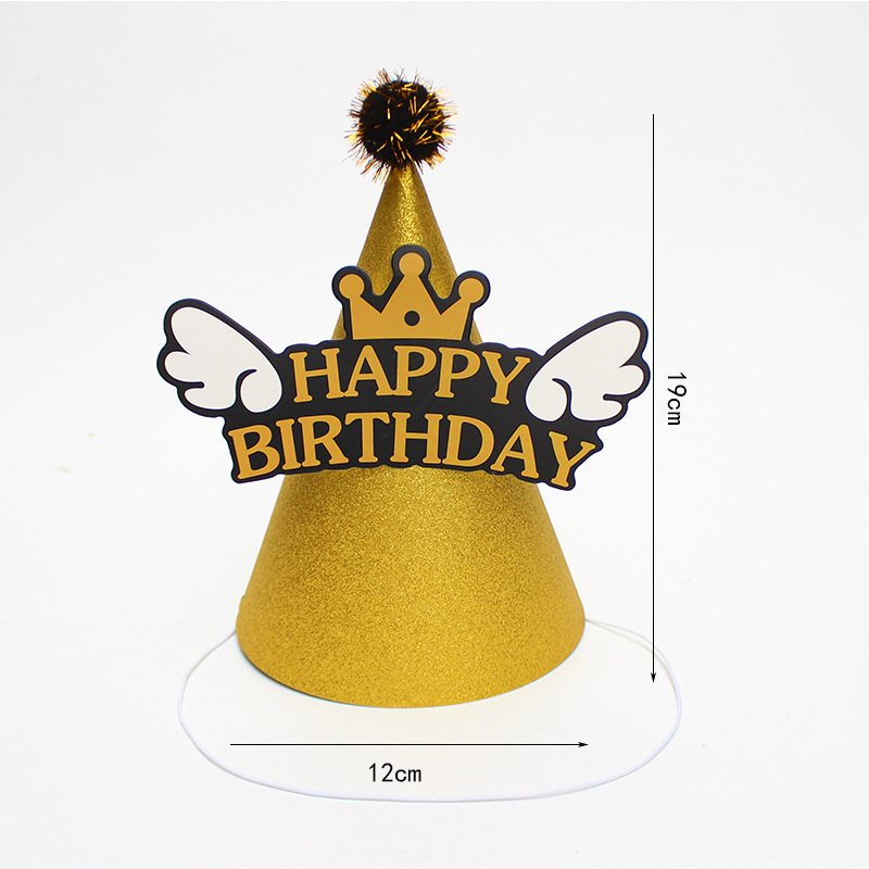 Sombreros de cumpleaños de embalaje independiente, sombreros de fiesta, sombreros de punta, sombreros de fiesta para bebés, sombreros de pastel