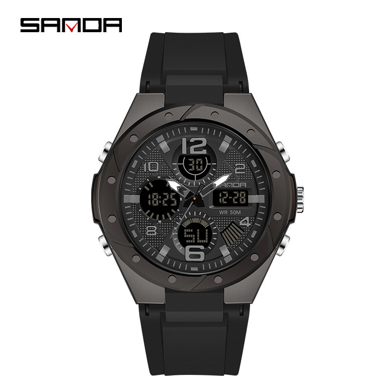 SANDA 6062 multi-funcional a prueba de agua electrónica deportes pareja mujer doble pantalla reloj e-commerce Venta caliente reloj