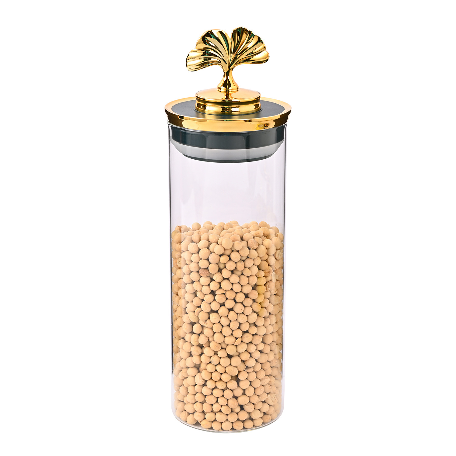 Lujo ligero hoja de ginkgo hogar alimentos té vidrio sellado tarro cocina a prueba de humedad productos secos grano sellado tarro