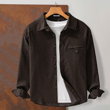 9891秋冬新款男士老钱风衬衫垂顺高品质复古百搭休闲长袖上衣