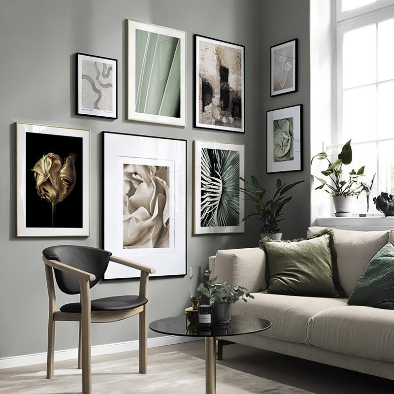 跨境客厅装饰画沙发挂画北欧风格现代简约绿植组合客栈餐厅壁画