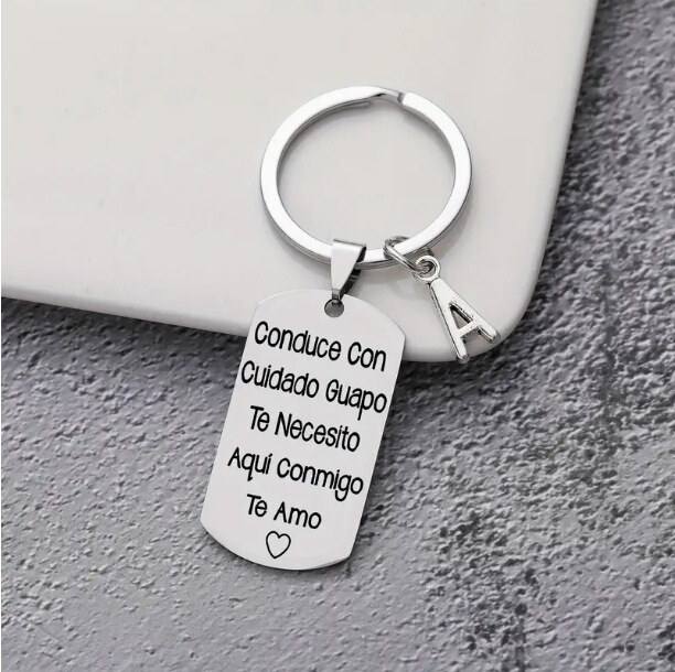 cross border temu hot sale stainless steel keychain spanish romantic valentine gift for husband boyfriend