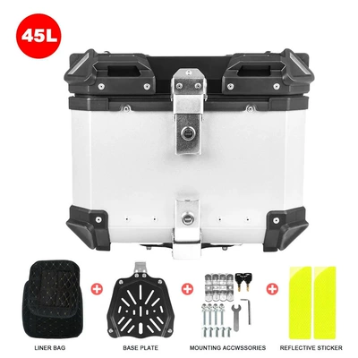 Universal 28L/32L/36L/45L/55L/65L/80L/85L/100L Motorcycle trunk - 45l-flat-tail-boxsilver