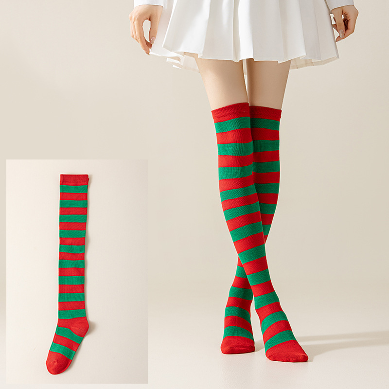 Calcetines Largos Bucaneras a Rayas para Mujer de Poliéster y Spandex, Absorción del Sudor, para Cosplay image 23