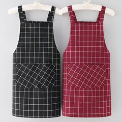 圍裙棉布女背帶廚房家用時尚簡約女工作服務員美甲奶茶店圍裙