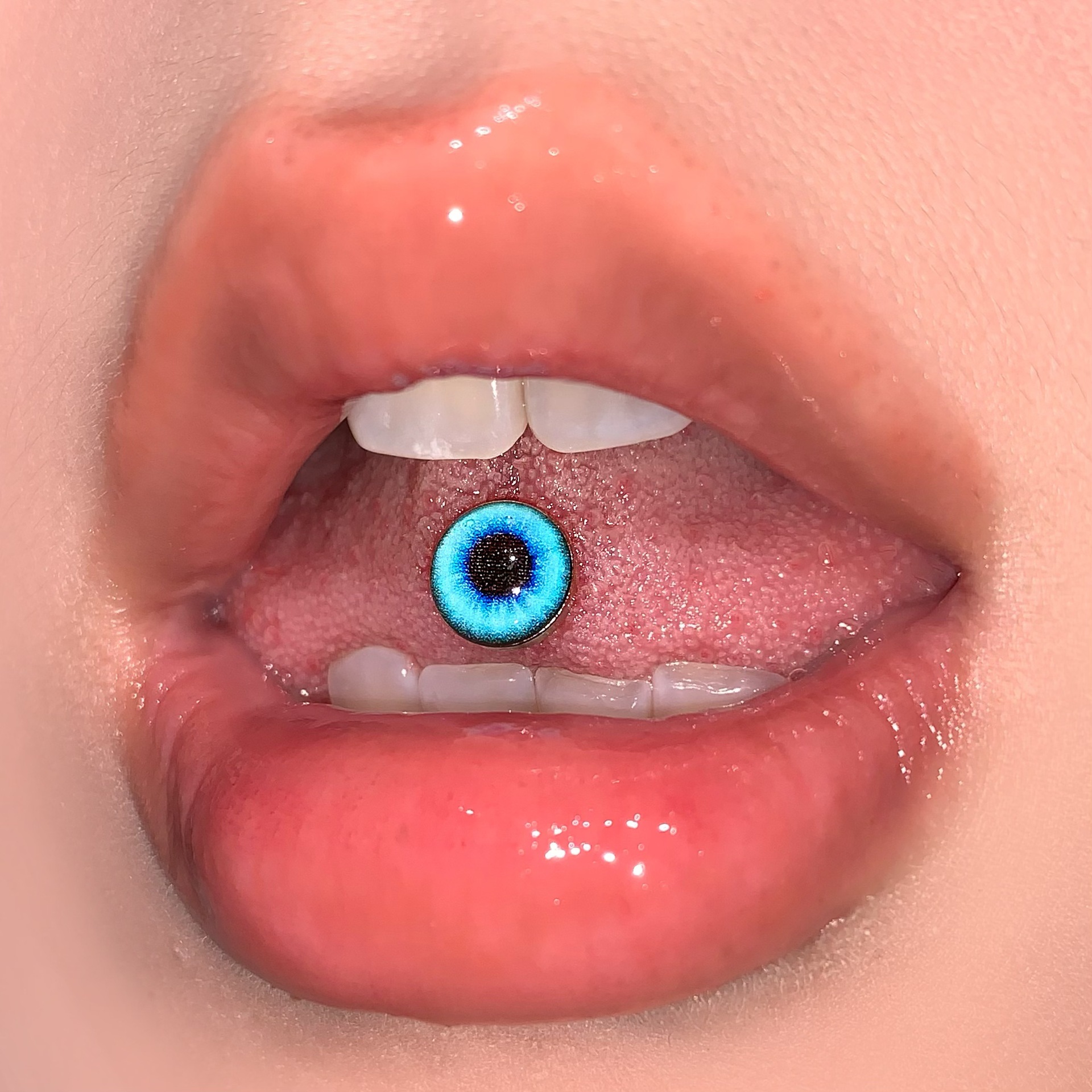 Labret stud lip piercing jewelry styling detail