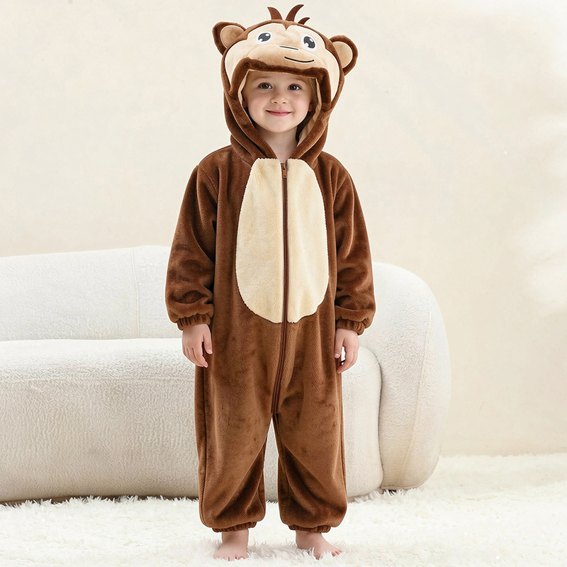 Pijamas de franela de una pieza con dibujos animados de animales para niños Michley, monos navideños infantiles transfronterizos, disfraces para actuaciones.