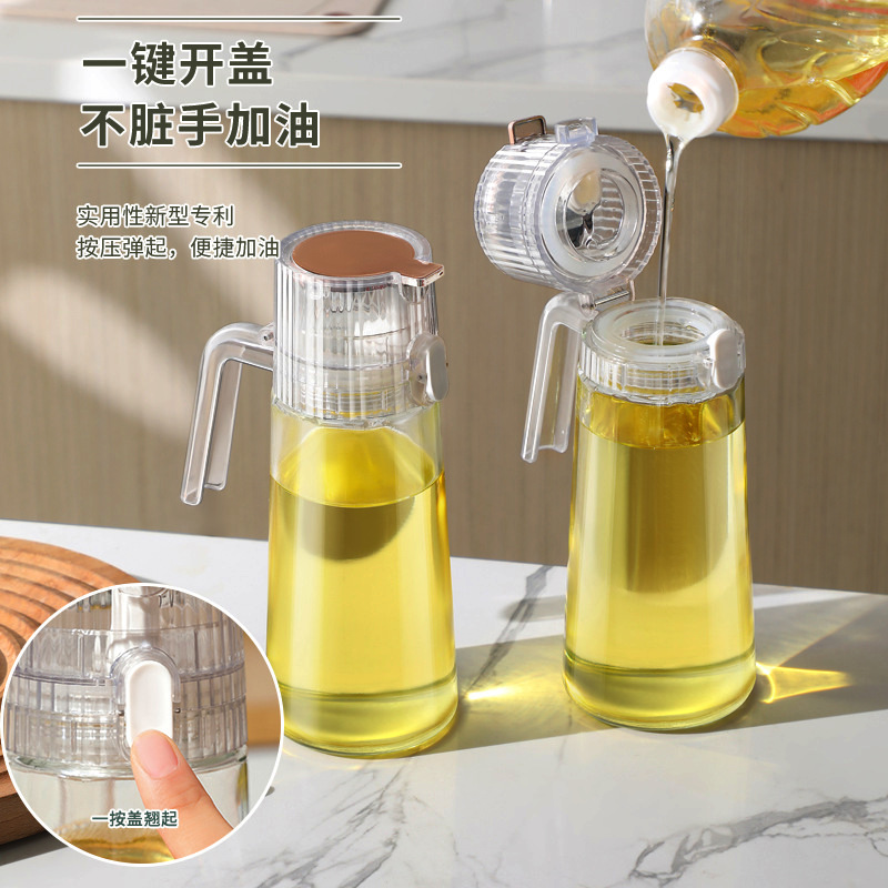 Bestselling Cross-Border Automatic Open-and-Close Oil Can with Gravity-Activated Lid, Leak-Proof Glass Design—Perfect for Kitchen Use as a Soy Sauce or Seasoning Oil Bottle
