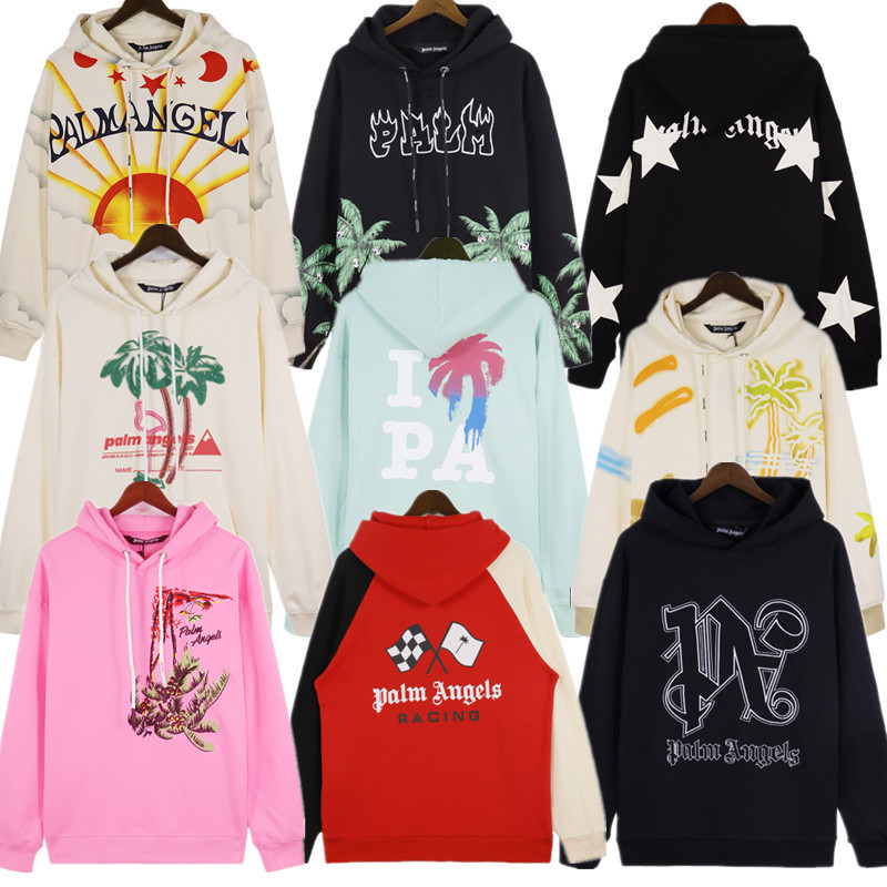 American-Style High Street Palm Angel Flamingo Alphabet Palm Tree Print Hoodie Trendy Loose Hoodie American-Style High Street Palm Angel Flamingo Alphabet Palm Tree Print Hoodie Trendy Loose Hoodie