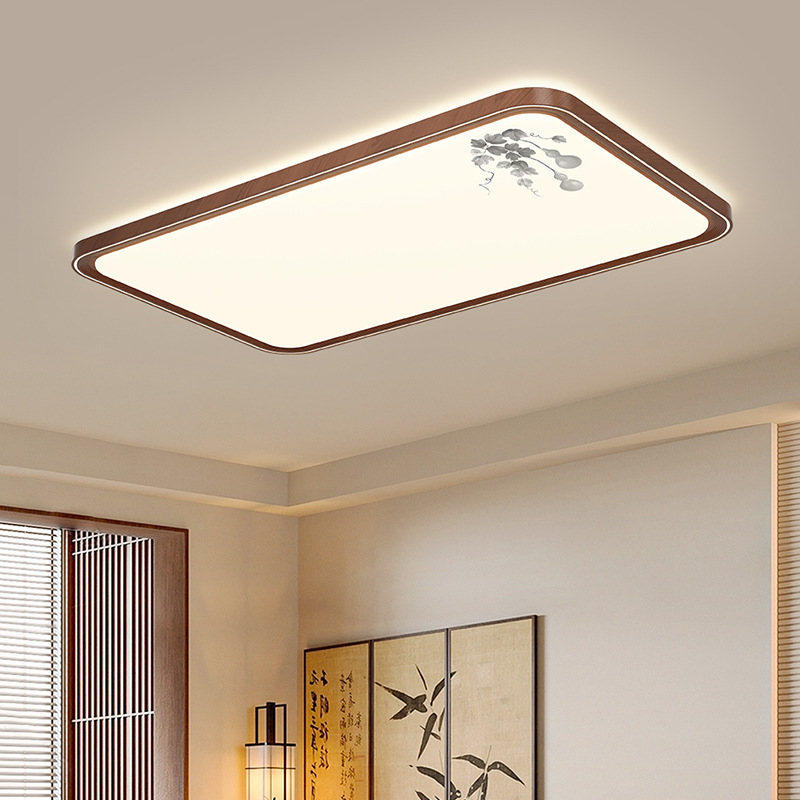 Luz de techo de la sala de estar luz de techo de estilo antiguo Song estética de color nuez dormitorio lámpara de estudio lámpara principal 115L