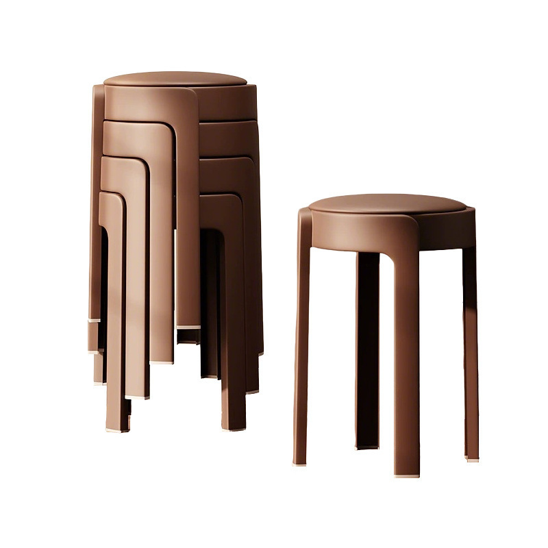 Taburete de plástico blando para uso doméstico, grueso, fuerte y duradero, taburete redondo apilable, silla de respaldo de mesa de comedor ligera y lujosa