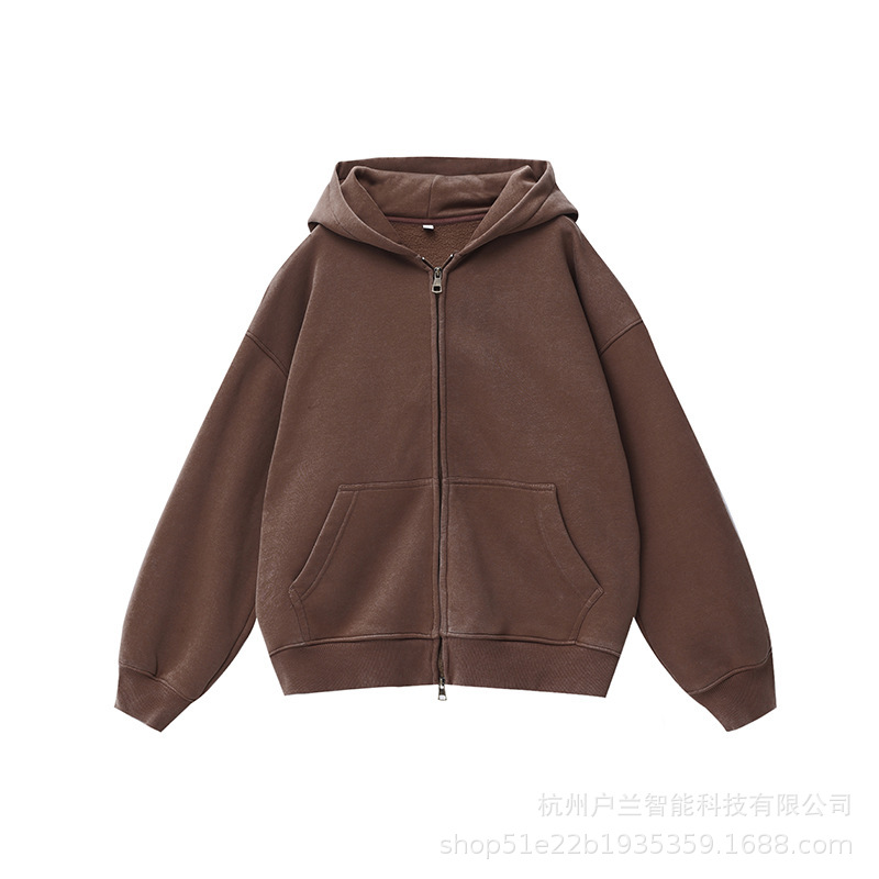 380g aged plus fleece cardigan coffee