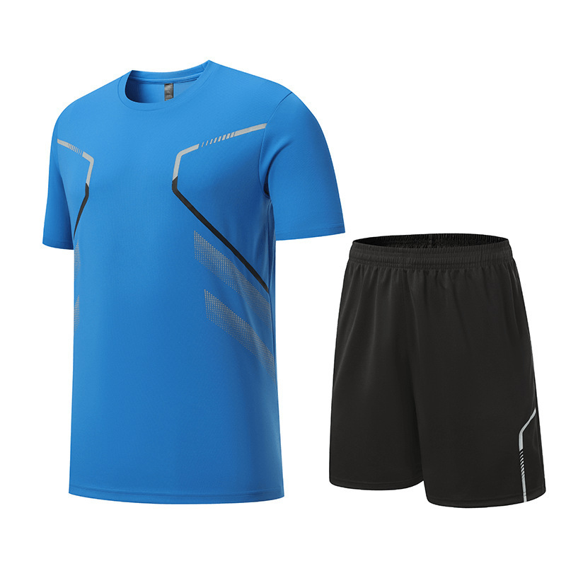 跑步服套装定制夏季速干短袖套装可印logo户外健身服运动两件套男|undefined
