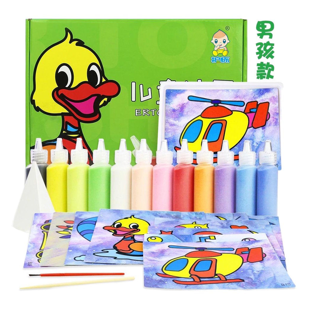 Niños arena pintura traje DIY color arena arte niños y niñas juguetes kindergarten educativos hechos a mano arena pintura regalo