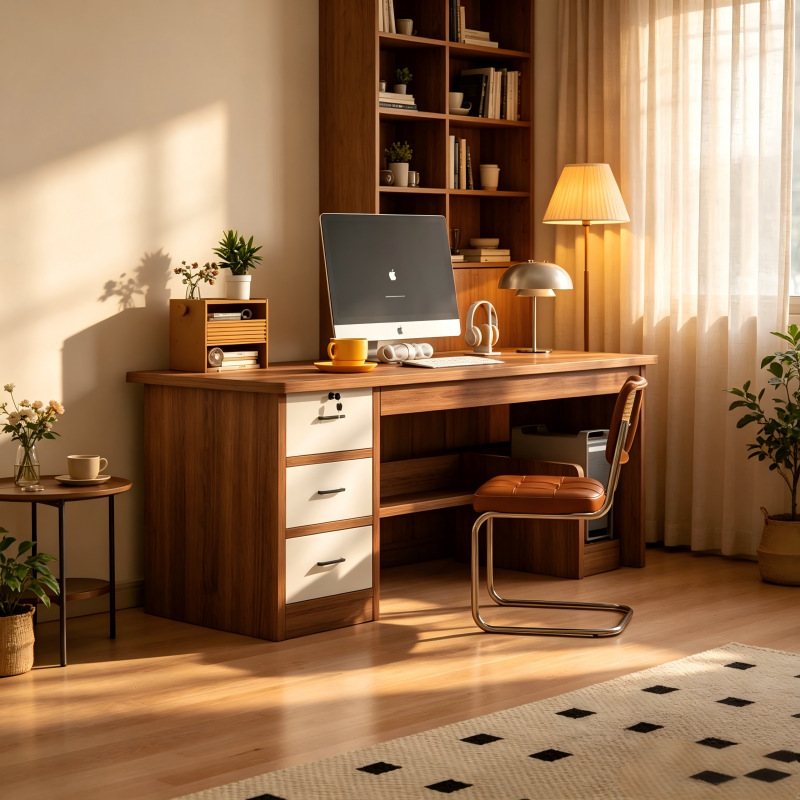 Modern minimalist home computer desk with drawers, multifunctional storage, study and writing desk for small apartments and bedrooms Modern minimalist home computer desk with drawers, multifunctional storage, study and writing desk for small apartments and bedrooms