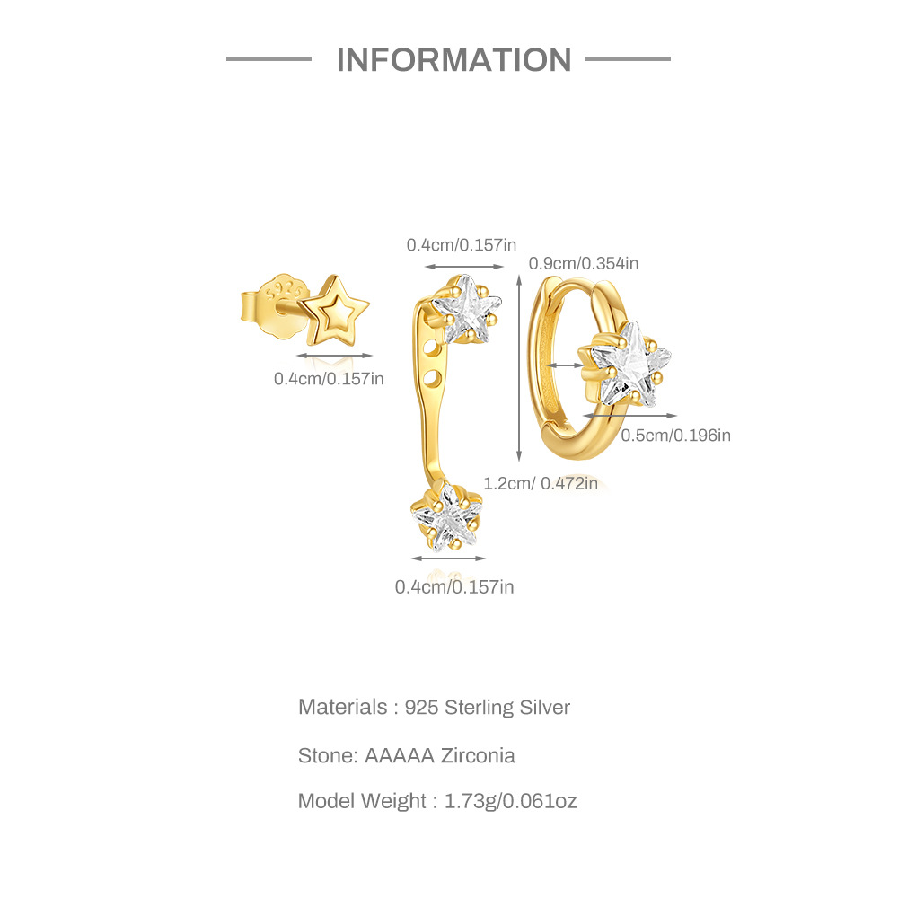 4g Weight 925 Sterling Silver Ear Needle Material Zircon Inlay Material Earrings Classification 1 Set Quantity Holiday, Daily Occasion 925 Sterling Silver Material Geometric Pattern Women's Gender Plating, Inlay Design Simple Style Style 1 Set 925 Sterling Silver Zircon Geometric Earrings 1