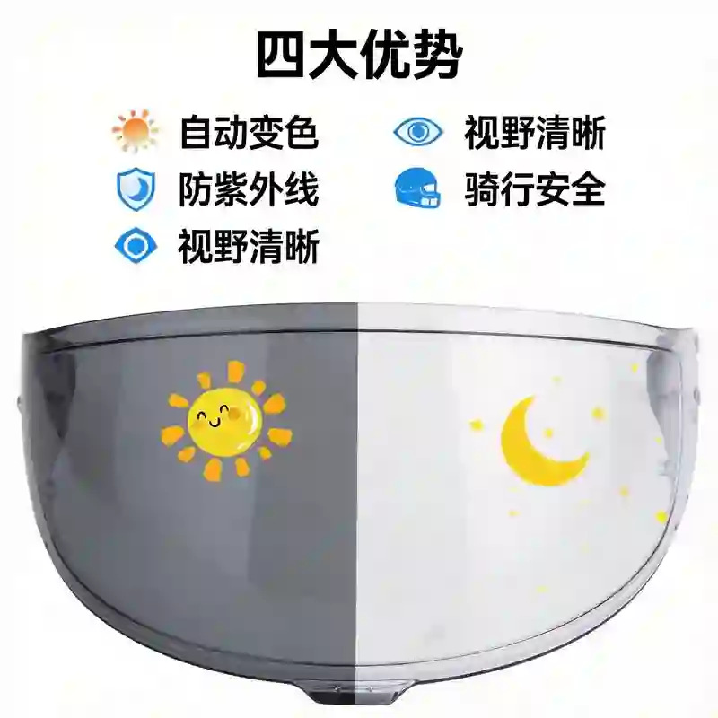 Motorcycle Helmet Photochromic Lenses Suitable for Shoei Z8/X15, Light-Sensitive Color-Changing Anti-Uv Lenses