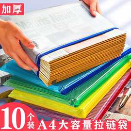 卡通a4网格拉链网格袋文件袋pvc学科袋透明收纳学生用防水档案袋