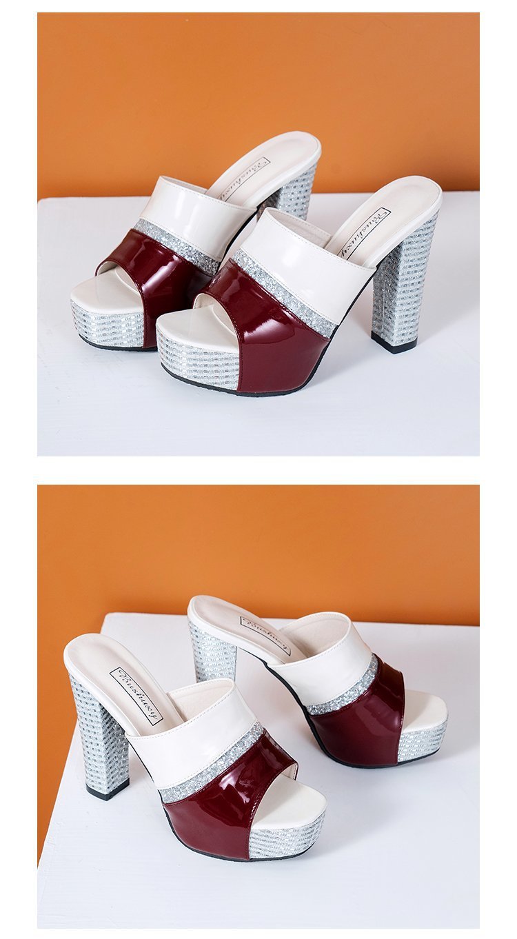 발편한여성샌들 가보시힐 규빅비즈샌들 여성뮬슬리퍼형샌들