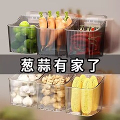 クロスボーダー吸盤パンチフリージンジャーガーリック収納ボックスキッチン壁掛け収納バスケット壁掛け収納バスケットキッチン収納ラック
